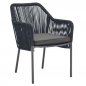Preview: Outdoor Sessel "Baleric" aus Aluminium und Seilgeflecht in blau 68x81,5x48x57 cm stapelbar