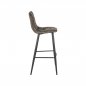 Preview: "Jelt" bar stool in olive green velvet and black metal legs