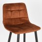 Preview: Barhocker "Jelt" aus ockerfarbenem Samt und schwarzen Metallbeinen