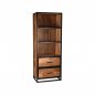 Preview: Bücherregal Tampa 70x45x185 cm Raues Mangoholz | Schwarzes Metall