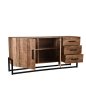 Preview: Sideboard Bolivien 184x40x85 cm Raues Mangoholz | Schwarzes Metall