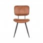 Preview: Esszimmerstuhl Fos 49x60x87 cm Cognac-Leder , Schwarzes Metall
