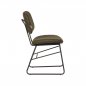 Preview: Esszimmerstuhl Sev 49x60x87 cm Armee Mikrofaser | Schwarzes Metall