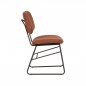 Preview: Esszimmerstuhl Sev 49x60x87 cm Cognac-Mikrofaser | Schwarzes Metall