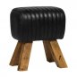 Preview: "Elone" stool made of 100% real buffalo leather in black and oak frame