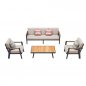 Preview: "EMOTI" LOUNGE SET MIT 3-SITZER AUS ALUMINIUM UND TEAKHOLZ SCHWARZ