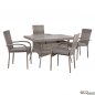 Preview: Dining table set 5 pieces with metal table 120x70 + chairs basket-rattan lining in gray Ideal for outdoor use