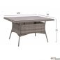 Preview: Dining table set 5 pieces with metal table 120x70 + chairs basket-rattan lining in gray Ideal for outdoor use
