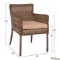 Preview: Esstisch-Set 5 Stk. mit Metalltisch 120x70x75 + Sessel Korb-Rattan-Futter in Braun