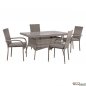 Preview: Esstisch-Set 5 Stk. mit Metalltisch + Stühle Korb-Rattan-Futter in Grau Ideal für den Außenbereich