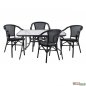 Preview: Dining table set 5 pcs. 104x80cm | 4 armchairs in bamboo look in black