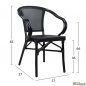 Preview: Dining table set 5 pcs. 104x80cm | 4 armchairs in bamboo look in black