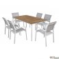 Preview: Esstisch-Set 7 Stk. in weißer Farbe mit Polywood Tischoberfläche + Eros Sessel