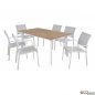 Preview: Esstisch-Set 7 Stk. in weißer Farbe mit Polywood Tischoberfläche + Eros Sessel