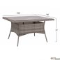 Preview: Esstisch-Set 7 Stk. mit Metalltisch 150x90 + Stühle Korb-Rattan-Futter in Grau Ideal für den Außenbereich