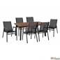 Preview: Esstisch-Set 7 Stk. | Tisch Polywood und Aluminiumrahmen, Sessel aus Aluminiumrahmen + Textile