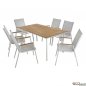 Preview: Esstisch-Set 7 Stk. in weißer Farbe | Polywood Tisch | Sessel aus Aluminiumrahmen