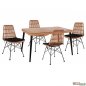 Preview: Esstisch Set Allegra aus Wicker in Farbe Beige und Schwarz