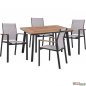 Preview: Dining table set made of polywood and armchair in color gray