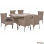 Preview: Esstisch Set aus Rattan in Farbe Braun Mokka