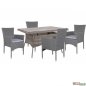 Preview: Esstisch Set aus Rattan in Farbe Grau und Beige