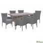 Preview: Esstisch Set aus Rattan in Farbe Grau und Beige