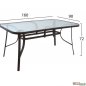 Preview: Metal dining table with six wicker armchairs in brown mocha color