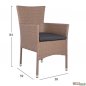 Preview: Esstisch aus Metall mit vier Sessel aus Wicker in Farbe Braun Mokka