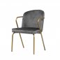 Preview: Sessel "Gama" aus grauem Samt und goldenem Metallgestell