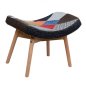 Preview: Fußhocker RUBI im Patchwork Design 65x44x49 cm | Mit Holzbeinen