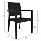 Preview: Stuhl aus Polypropylen mit Armenlehnen in Braun 57x55,5x89cm