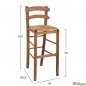Preview: Hocker aus massivem Buchenholz mit Strohsitz in Farbe Walnuss
