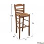 Preview: Hocker mit Strohsitz aus massivem Buchenholz in Farbe Walnuss