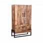 Preview: Cupboard Bolivia 2 doors 100x40x160 cm rough mango wood | Black metal