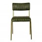 Preview: "Jenson" chair made of 100% real buffalo leather and metal frame in green olive color