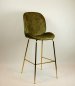 Preview: "Judi Low" bar stool made of olive green velvet and metal frame