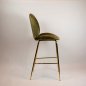 Preview: "Judi High" bar stool made of olive green velvet and metal frame