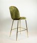 Preview: "Judi Low" bar stool made of olive green velvet and metal frame