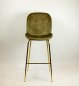 Preview: "Judi Low" bar stool made of olive green velvet and metal frame