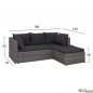 Preview: Complete living room corner 2 pieces metal frame with basket lining in gray tone and pillows in dark gray color