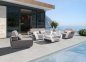 Preview: Outdoor Lounge Set "Onda" 4-teilig aus grauem Kunstleder und weißem Aluminiumrahmen