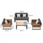 Preview: Outdoor-Set "New York" mit 2-Sitzer-Sofa schwarz Aluminium und Teakholz