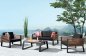 Preview: Outdoor-Set "New York" mit 2-Sitzer-Sofa schwarz Aluminium und Teakholz