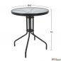 Preview: Outdoor-Esstisch-Set mit 1 Metall-Außentisch in grau-anthrazitfarbener Farbe mit eingebautem Sicherheitsglas | 2 Sessel in grau mit textilene