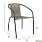 Preview: Outdoor-Esstisch-Set mit 1 Metall-Außentisch in grau-anthrazitfarbener Farbe mit eingebautem Sicherheitsglas |  2 Sessel mit hellgrauem Weidenkunststoff bezogen