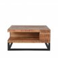 Preview: Couchtisch Cube 80x80x40 cm Raues Mangoholz | Schwarzes Metall