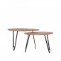 Preview: Couchtisch Set Frisk 68x43x44 cm Raues Mangoholz | Schwarzes Metall