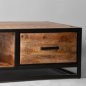Preview: Couchtisch Tampa 110x70x40 cm Raues Mangoholz | Schwarzes Metall