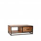 Preview: Couchtisch Tampa 110x70x40 cm Raues Mangoholz | Schwarzes Metall