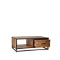 Preview: Couchtisch Tampa 110x70x40 cm Raues Mangoholz | Schwarzes Metall